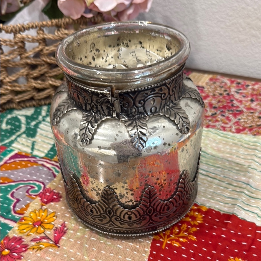 Pottery Barn Madeline Filigree Mercury Glass Vase